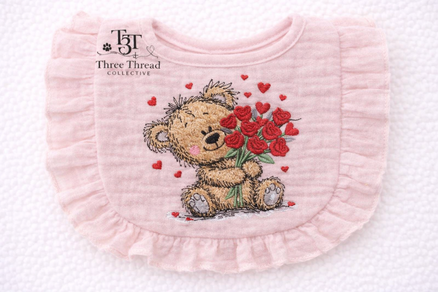 Pink Embroidered Bib